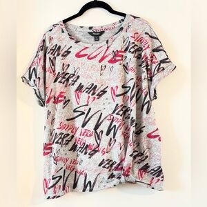 Simply Vera Vera Wang Graphic Love Tee - Black and Red Size XL